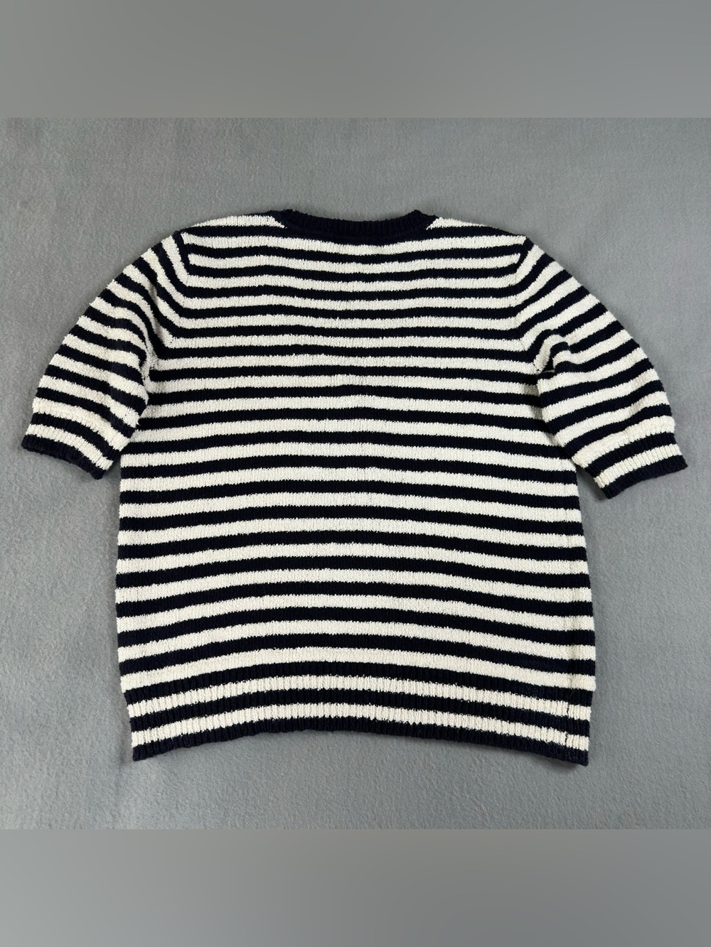 Ann Taylor LOFT Navy White Striped V-Neck Henley Sweater Size M Classic Nautical - Picture 2 of 7